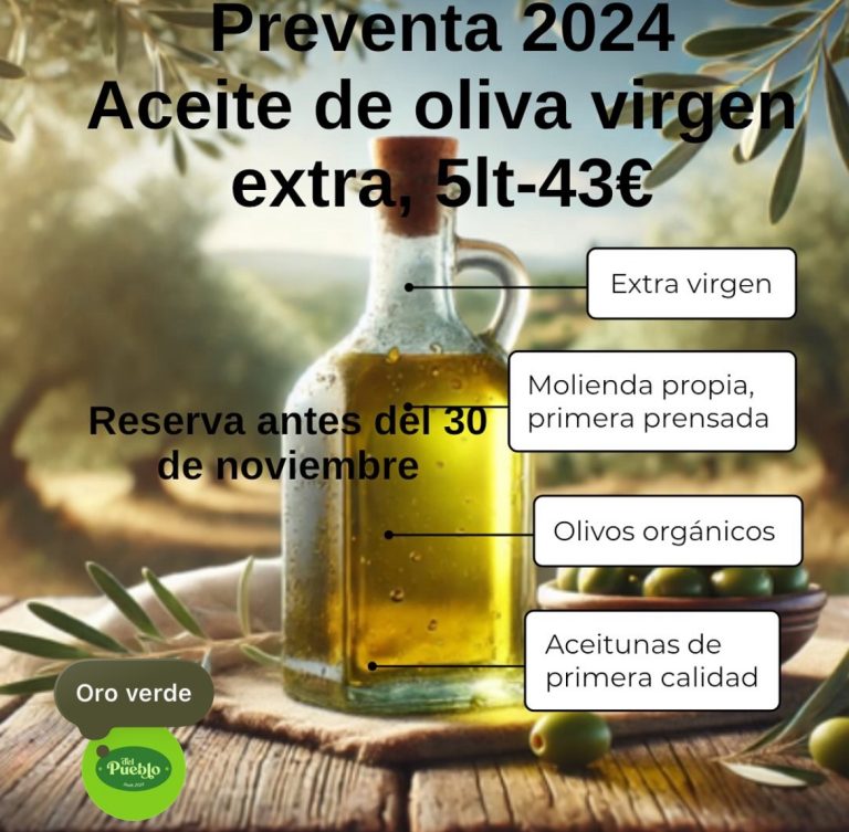 Garrafa de 5 litros de aceite de oliva virgen extra sin filtrar en preventa