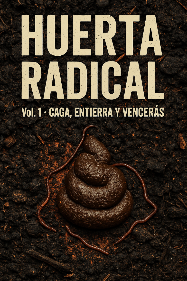 Portada del libro Huerta Radical Vol 1 Caga Entierra y Vencerás sobre compostaje y agricultura regenerativa