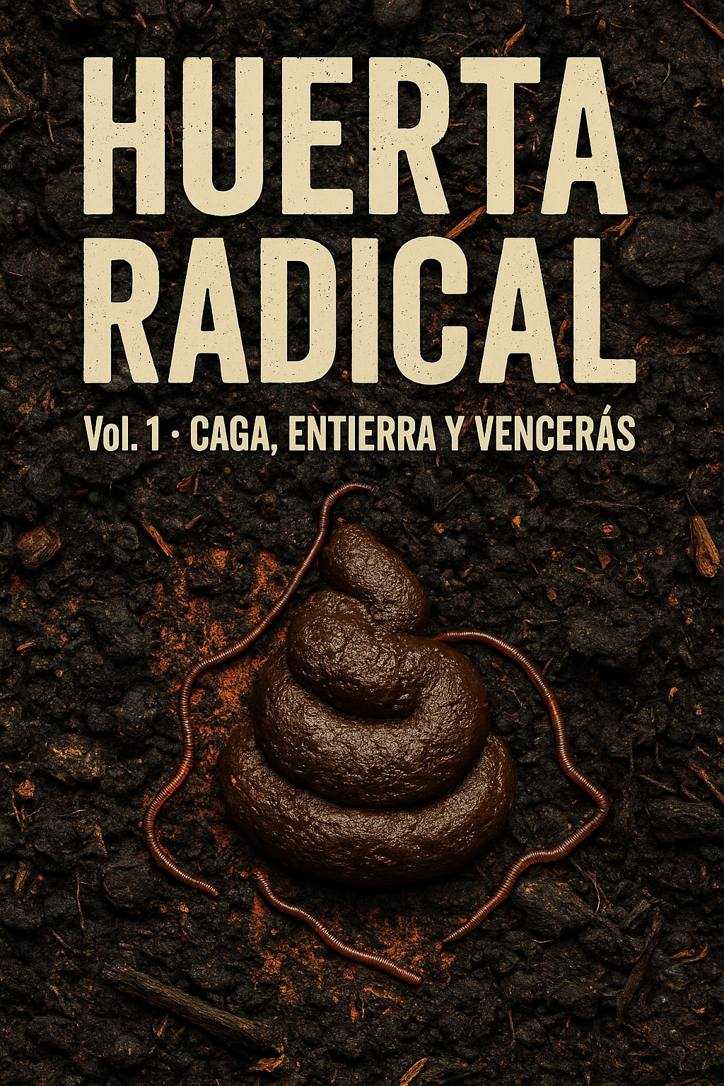 Portada del libro Huerta Radical Vol 1 Caga Entierra y Vencerás sobre compostaje y agricultura regenerativa