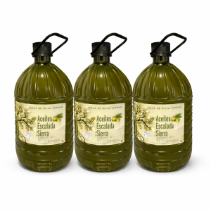 Pack de tres garrafas de aceite de oliva virgen Cornicabra sin filtrar de 5 litros