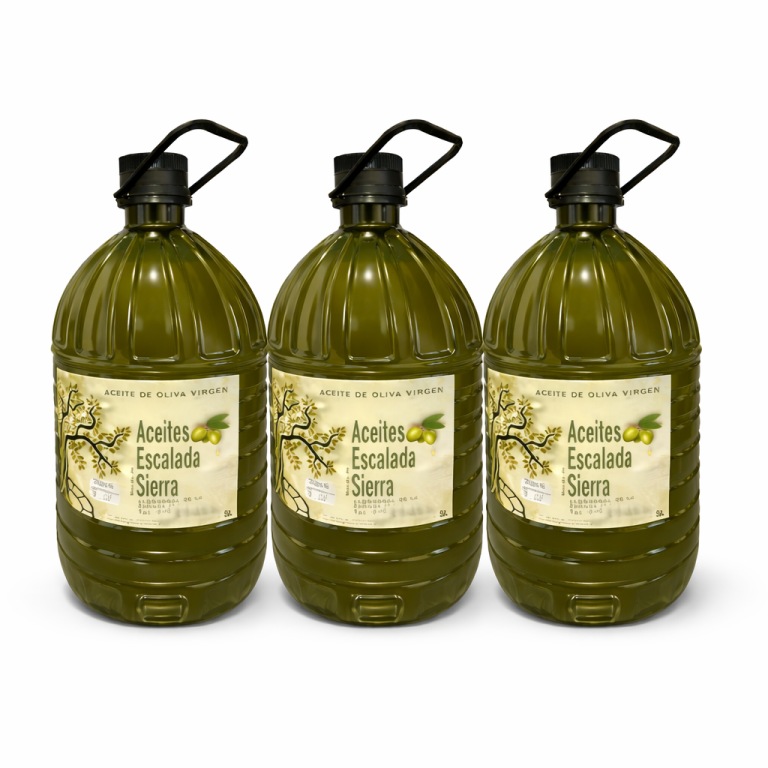 Pack de tres garrafas de aceite de oliva virgen Cornicabra sin filtrar de 5 litros